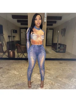 Crew Neck Long Sleeve Cropped Trouser Sets