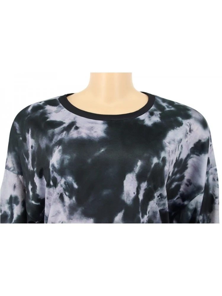 Tie Dye Crew Neck Baggy Long Sleeves Dress - Image 7