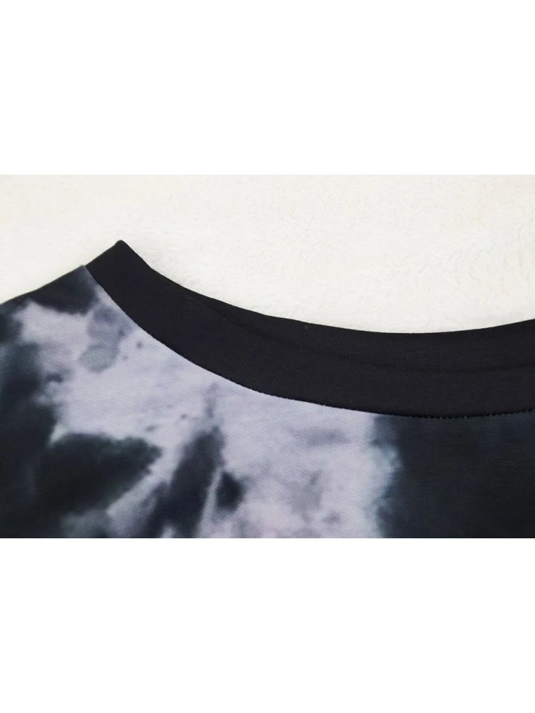 Tie Dye Crew Neck Baggy Long Sleeves Dress - Image 11