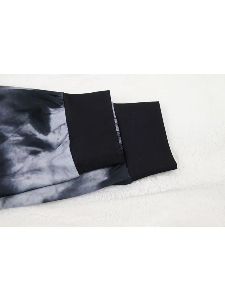 Tie Dye Crew Neck Baggy Long Sleeves Dress - Image 12