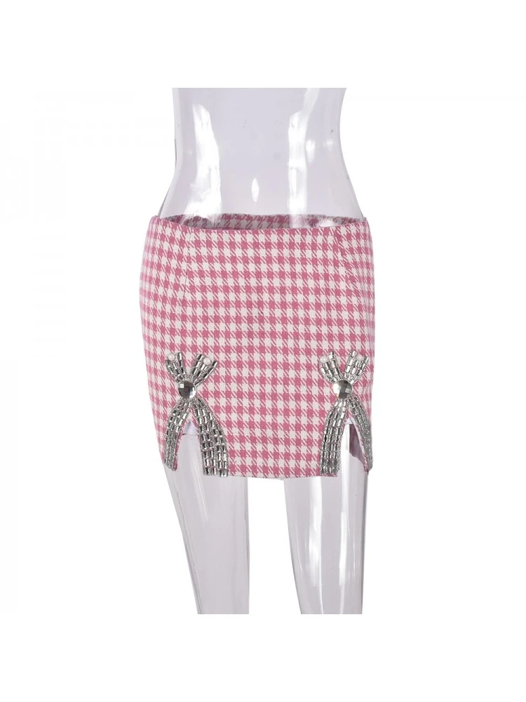 Hotfix Rhinestones High Rise Bodycon Skirts - Image 6