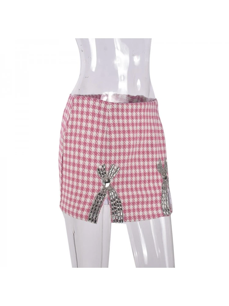 Hotfix Rhinestones High Rise Bodycon Skirts - Image 7