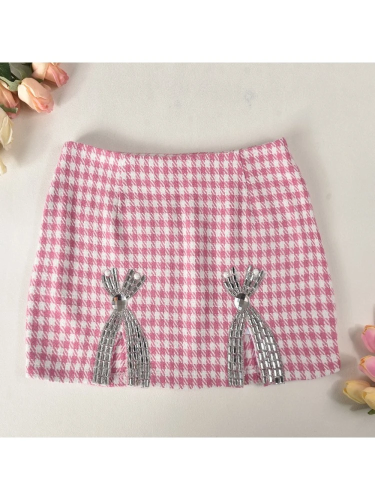 Hotfix Rhinestones High Rise Bodycon Skirts - Image 9