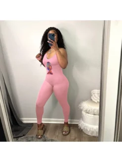 Printed High Waist Sleeveless Bodycon Jumpsuits