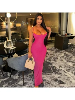 Colorblock Lacework Spaghetti Straps Maxi Dresses