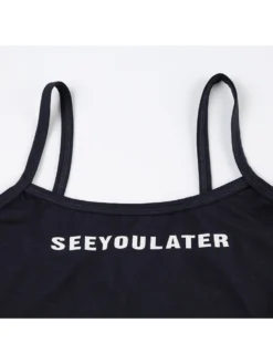 Letter Pattern Spaghetti Straps Leisure Trouser Sets