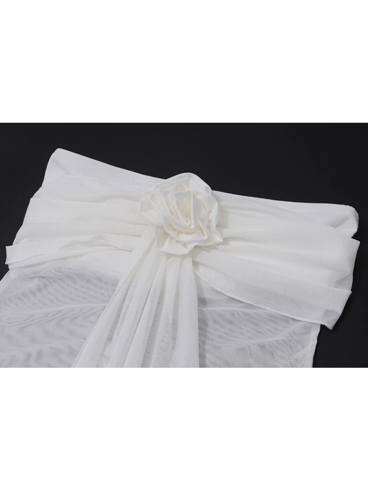 See Through Flower Strapless Scarf Dresses - Image 9