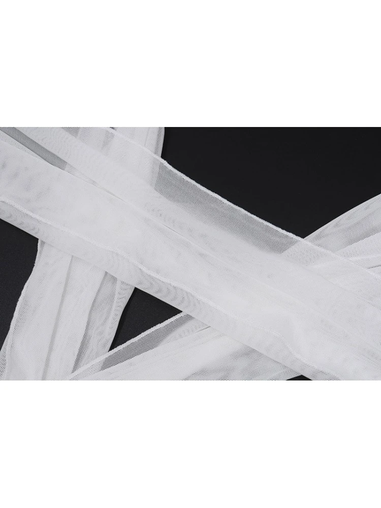 See Through Flower Strapless Scarf Dresses - Image 13