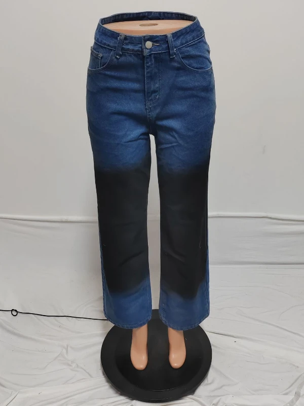 Contrast Color Denim Straight Jeans - Image 7