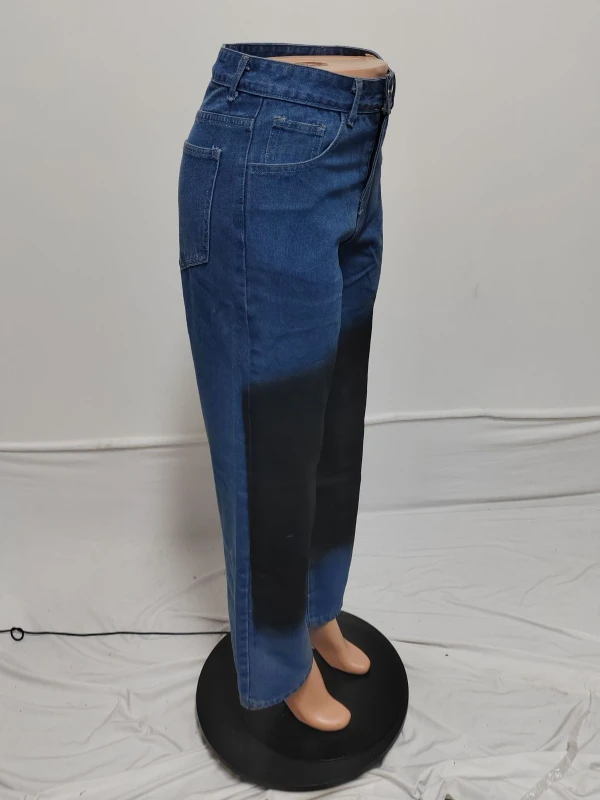 Contrast Color Denim Straight Jeans - Image 8