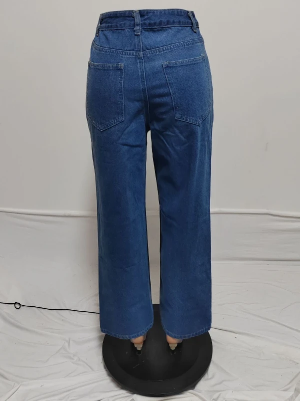 Contrast Color Denim Straight Jeans - Image 9