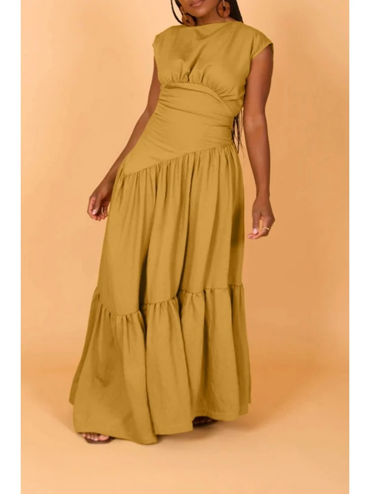 Ruched Loose Sleeveless Maxi Dress