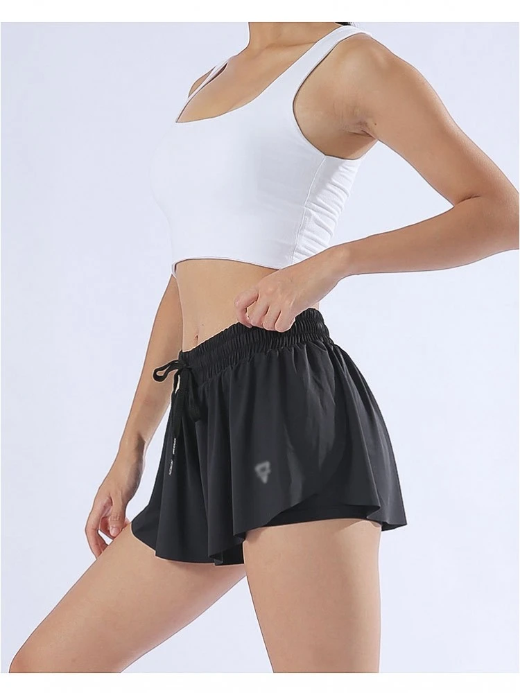 Lace Up Ruched Sporty Yoga Shorts - Image 3
