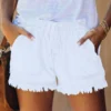 Drawstring Washed Denim Shorts