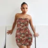 Flower Off Shoulder Bodycon Sleeveless Dresses