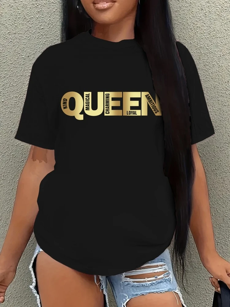 Letter Pattern Crewneck Pullover T-shirts