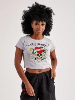 Skull Letter Rhinestones Cropped Tops