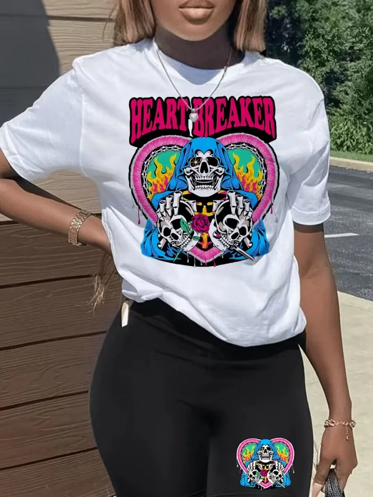 Skull Letter Printed Loose Shorts Sets - Image 2