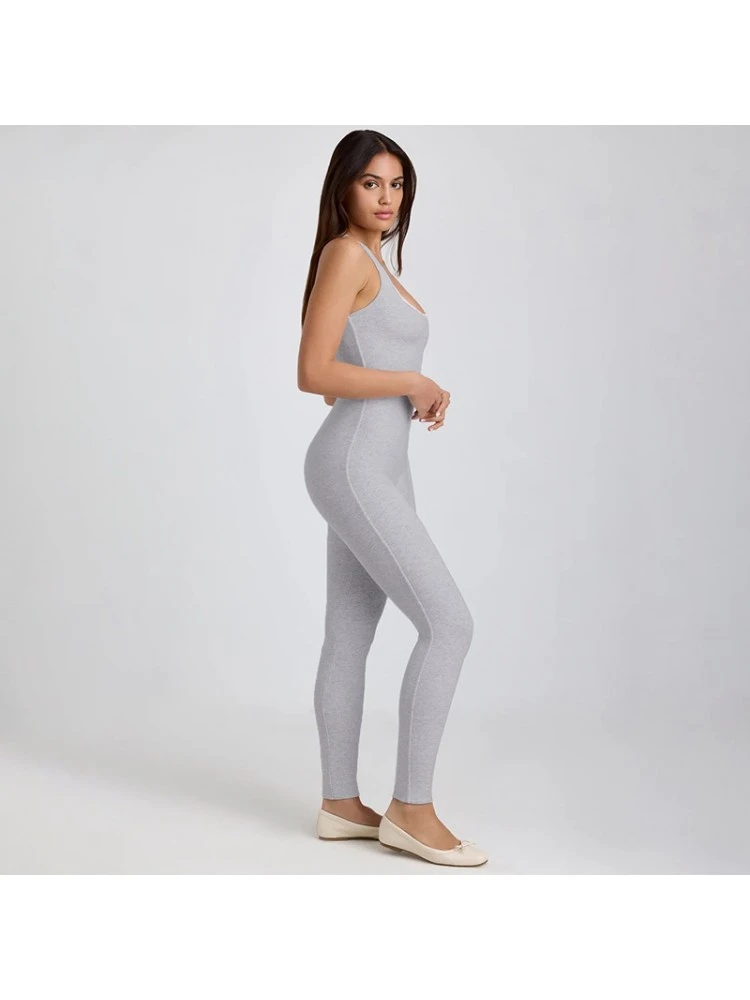 Lace Detail Patchwork Sleeveless Bodycon Jumpsuits - Image 4