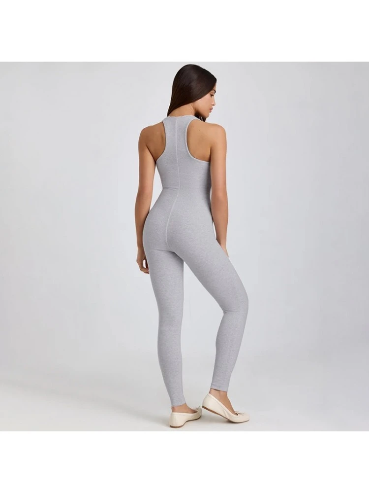 Lace Detail Patchwork Sleeveless Bodycon Jumpsuits - Image 5