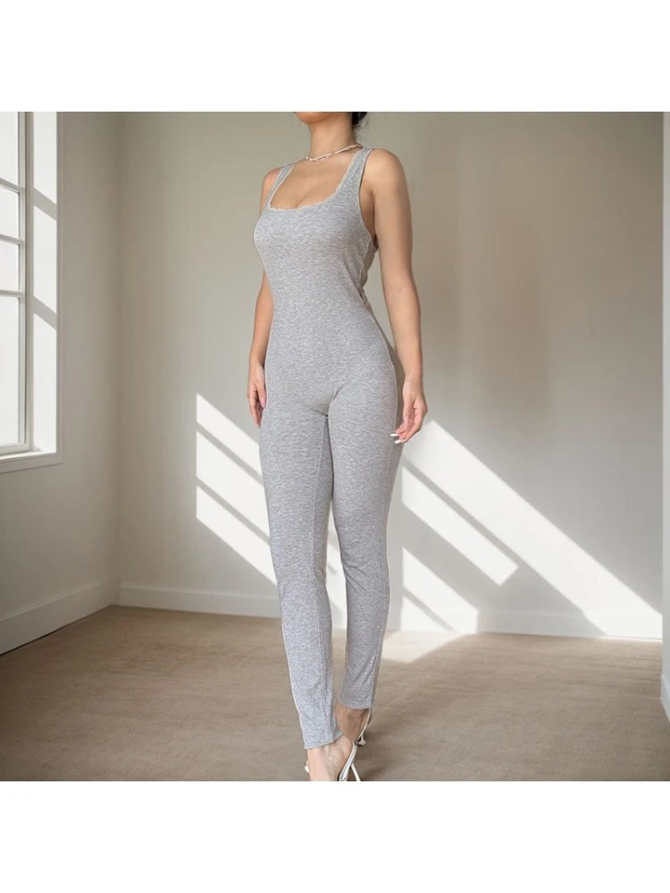 Lace Detail Patchwork Sleeveless Bodycon Jumpsuits - Image 12