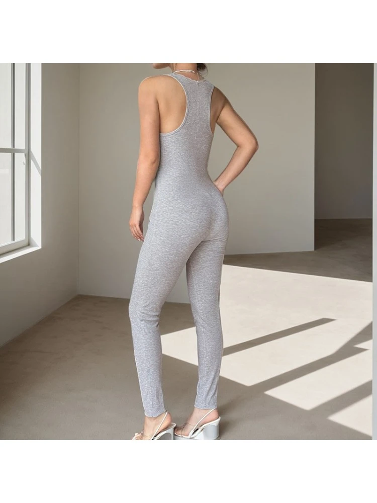 Lace Detail Patchwork Sleeveless Bodycon Jumpsuits - Image 18