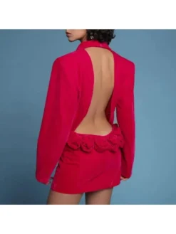 Flower Lacework Cutouts Backless Blazers