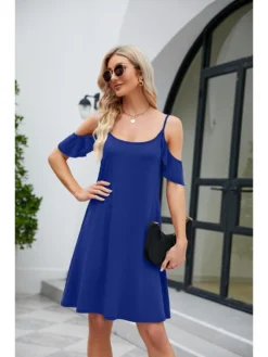 Ruffle Mid-rise Loose Short Sleeve Dress