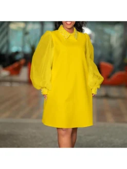 Beading Patchwork Doll Collar Dress