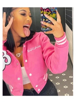 Letter Long Sleeve Fitted Jackets