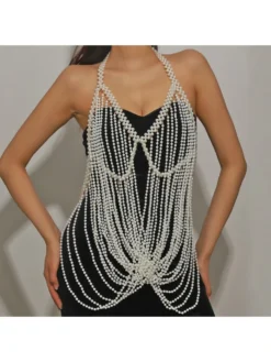 Faux Pearl Weave Accessories Body Chain