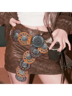 Colorblock PU Asymmetrical Clothing Accessories Belt