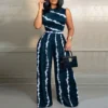 Colorblock High Rise Fitted Plus Jumpsuits