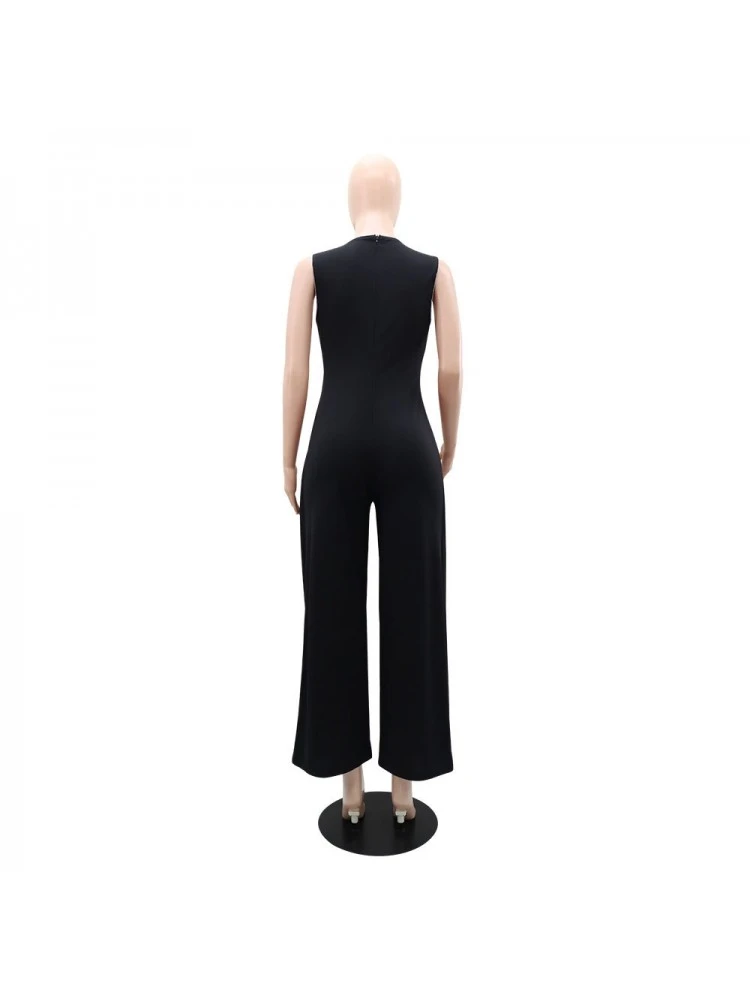 Patchwork High Rise Straight Jumpsuits - Image 6
