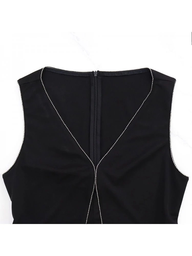 Patchwork High Rise Straight Jumpsuits - Image 7