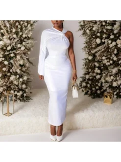 Irregular Knot One Shoulder Maxi Dress