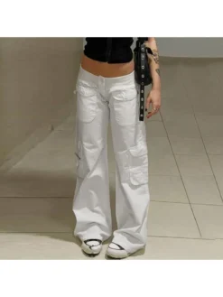 Patchwork Woven Cargo Pocket Pants