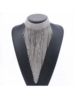Rhinestone Fringe Necklace