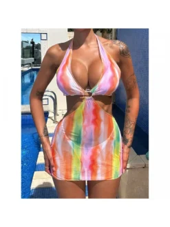 See Through Sleeveless Backless Bikinis Sets