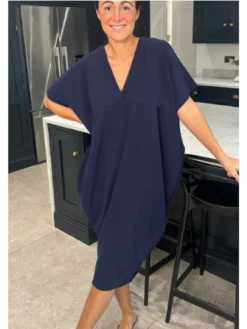 Patchwork Solid Color Loose Short Sleeve Dress