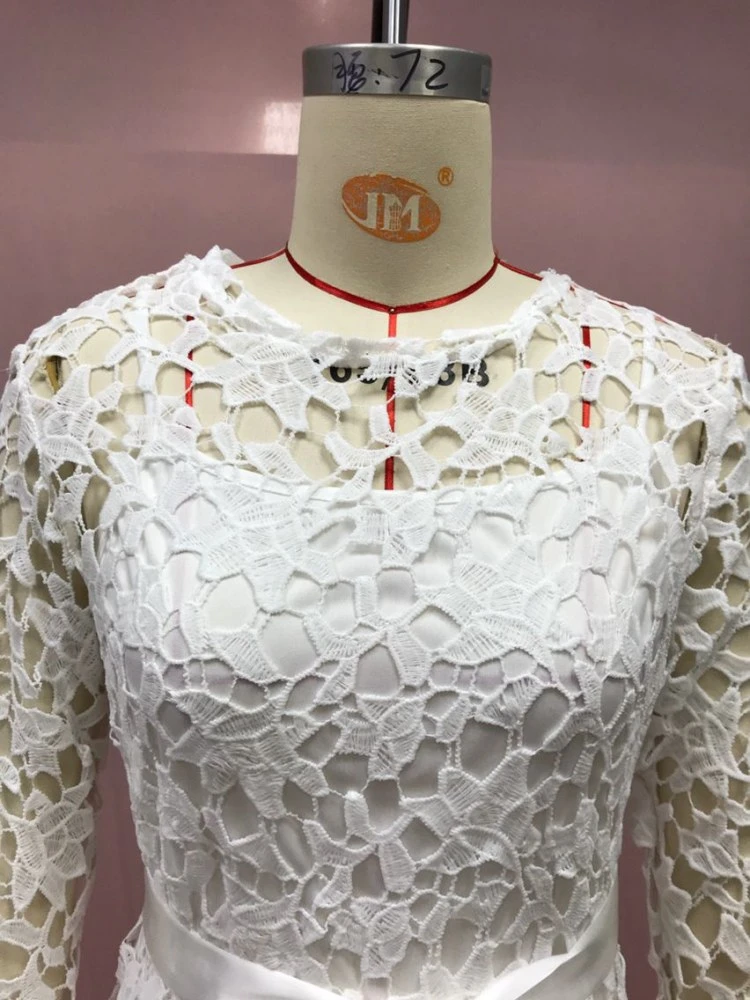 Patchwork Lace Hollow Out Long Sleeves Dress - Image 13