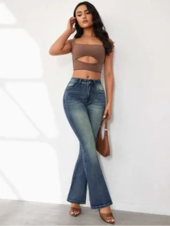 Patchwork High Rise Fitted Jeans