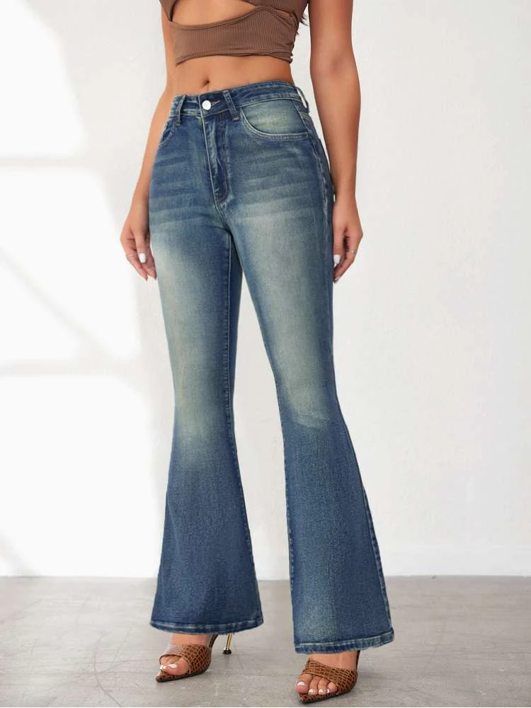 Patchwork High Rise Fitted Jeans - Image 3