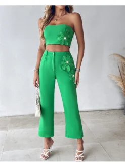 Printed High Rise Fitted Trouser Sets