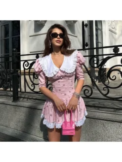 Patchwork Doll Collar A-line Dress