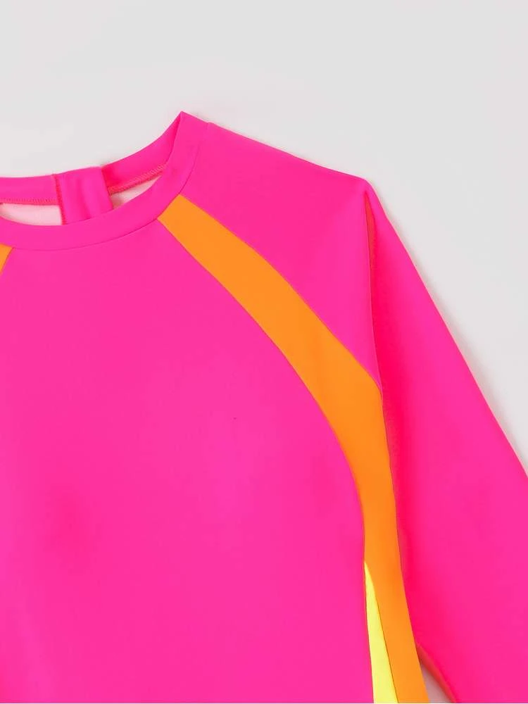 Colorblock Crewneck Bodycon One-Pieces Swimwear - Image 4