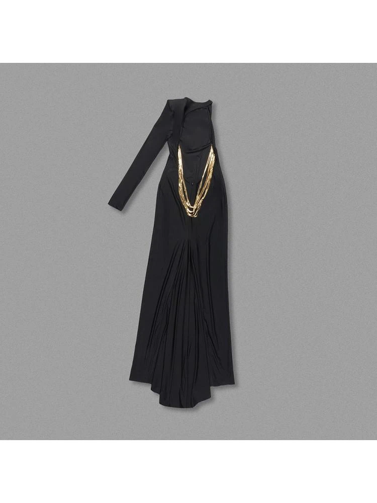 Chain Patchwork Backless One-shoulder Dress - Image 17