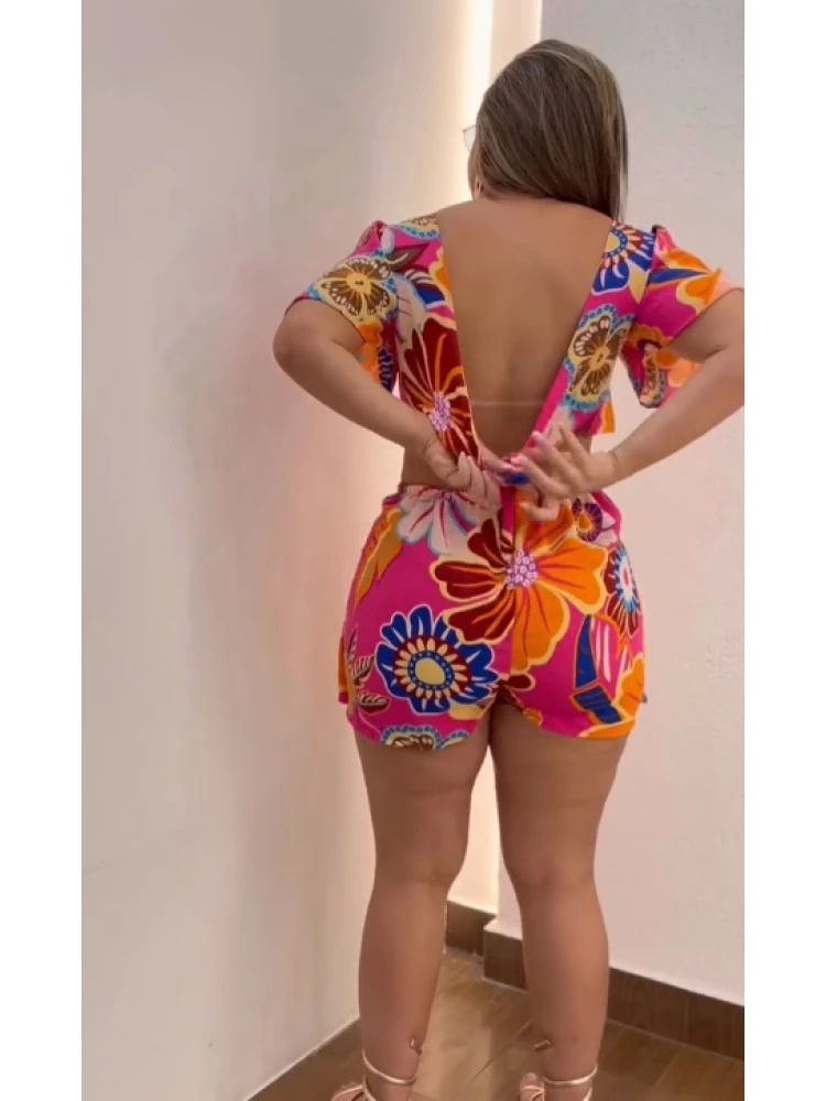 Floral Hollow Out Patchwork Mini Dress - Image 5