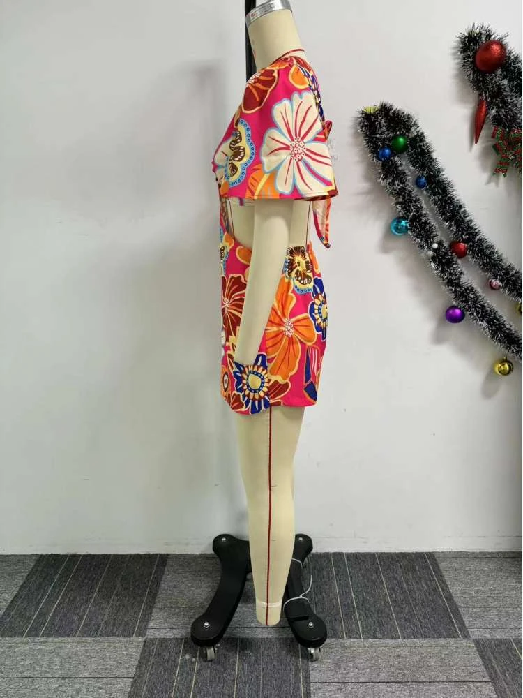 Floral Hollow Out Patchwork Mini Dress - Image 7