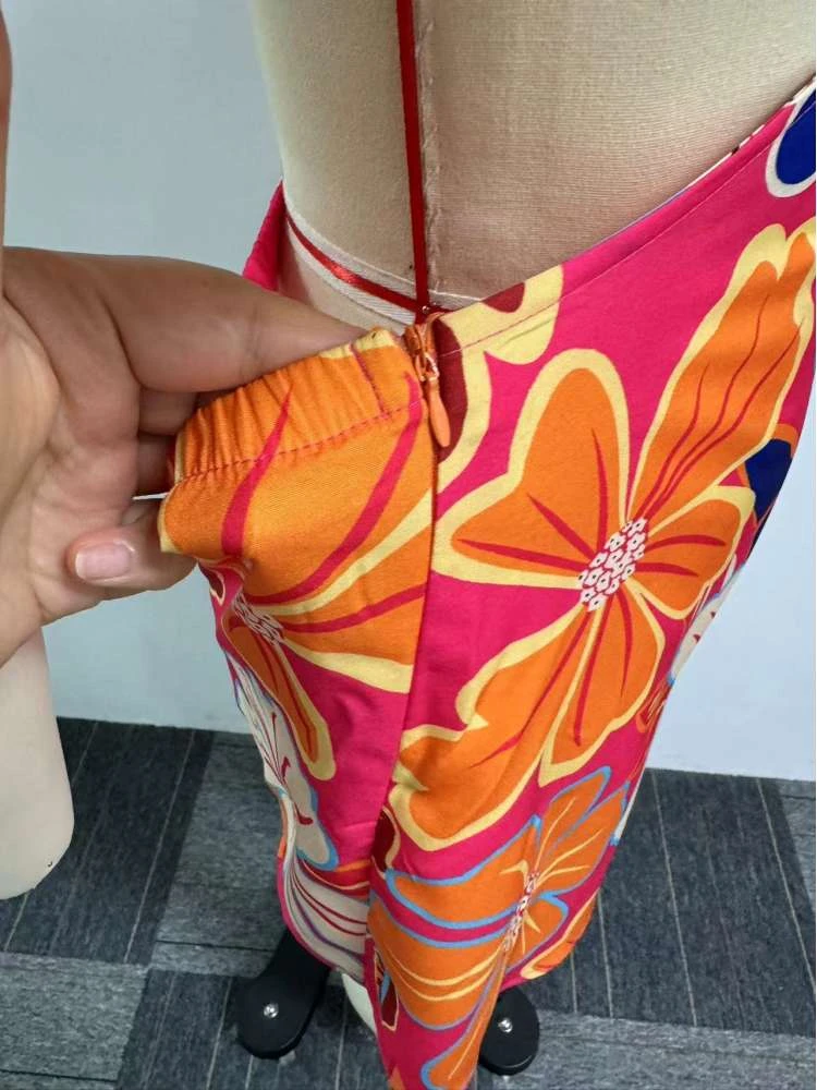 Floral Hollow Out Patchwork Mini Dress - Image 9